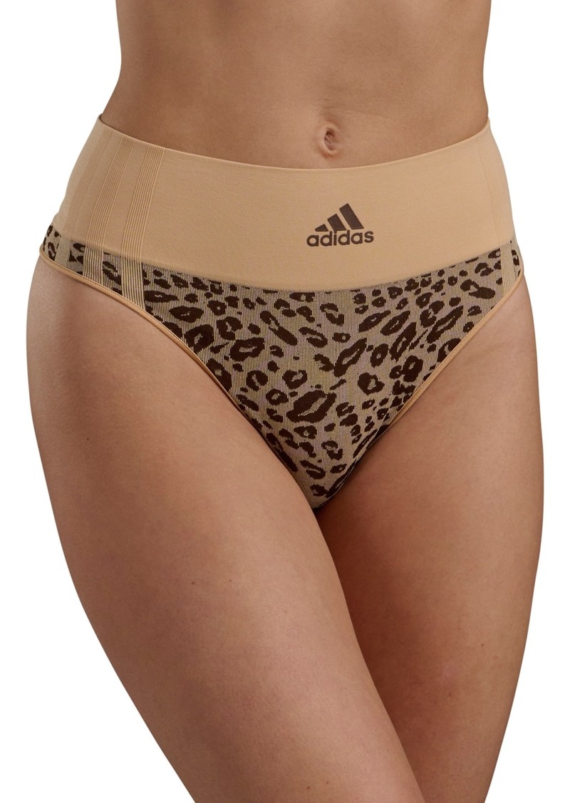 adidas Intimates Women's Seamless High Waist Thong Underwear 4A0135 - Leopard Ja