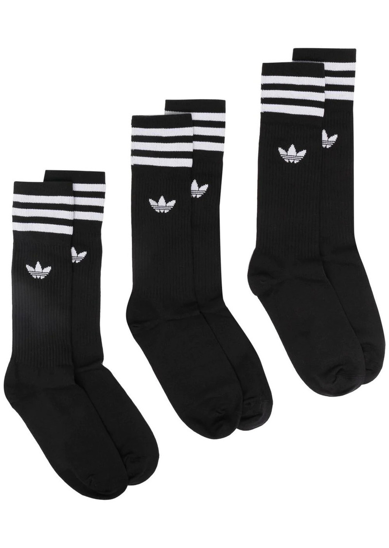 Adidas signature three stripe 3 pack socks