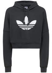 Adidas Trefoil Cotton Blend Cropped Hoodie