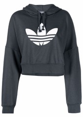 Adidas trefoil-print cropped hoodie
