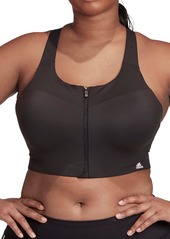adidas Ultimate Zip Front Sports Bra in Black at Nordstrom