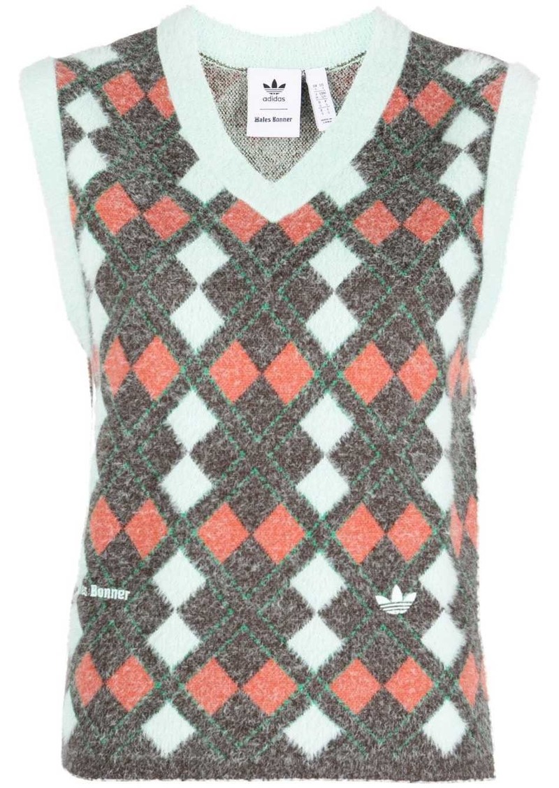Adidas x Wales Bonner argyle knitted vest