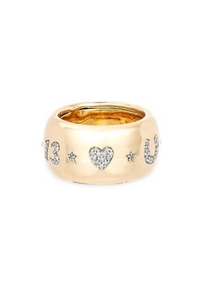 Adina Reyter 14K Yellow Gold Diamond Pave Lucky Symbol Barrel Ring
