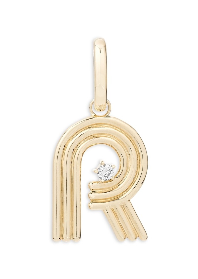 Adina Reyter 14K Yellow Gold Groovy Diamond Initial Pendant