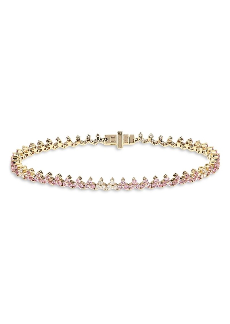 Adina Reyter 14K Yellow Gold Pink Sapphire & Diamond Tennis Bracelet