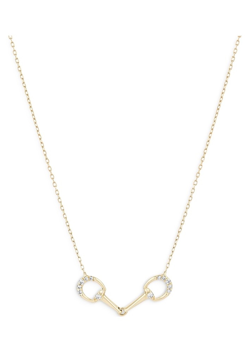 Adina Reyter 14K Yellow Gold Tiny Pave Diamond Horsebit Link Necklace, 15-16