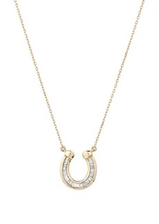 Adina Reyter Baguette Diamond Horseshoe Pendant Necklace