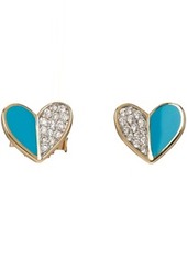 Adina Reyter Gold & Blue Ceramic Pavé Folded Heart Earrings