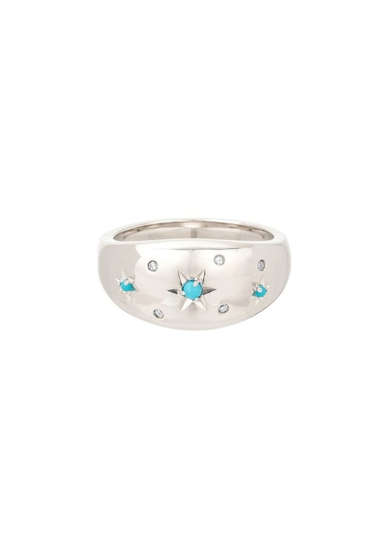 Adina Reyter Silver 0.11 ct. tw. Diamond & Turquoise Celestial Dome Ring