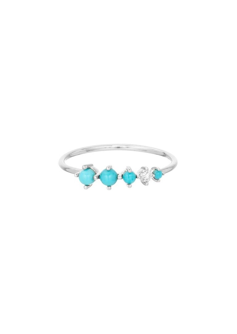 Adina Reyter Silver 0.29 ct. tw. Diamond & Turquoise Graduated Stacking Ring