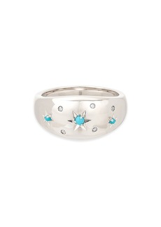 Adina Reyter Sterling Silver Turquoise & Diamond Scatter Dome Ring