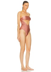 ADRIANA DEGREAS Arisaema Solid High Leg Strapless Swimsuit