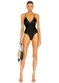 ADRIANA DEGREAS Solid Halterneck Frilled Swimsuit