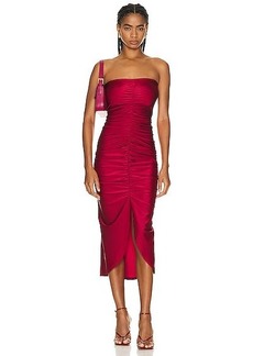 ADRIANA DEGREAS Solid Heart Frilled Long Dress