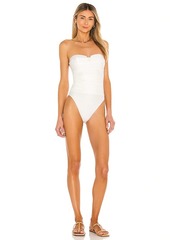 ADRIANA DEGREAS Solid High Leg Strapless Frilled One Piece