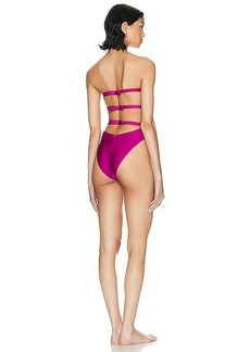 ADRIANA DEGREAS Solid Strapless Cut Out One Piece Swimsuit