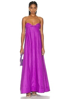 ADRIANA DEGREAS Solid Strapless Long Dress