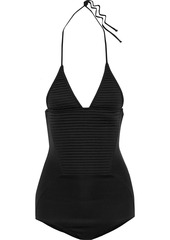 Adriana Degreas Woman Quilted-paneled Halterneck Swimsuit Black