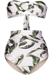 Adriana Degreas leaf print bandeau bikini set
