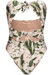 Adriana Degreas Muguet foliage-print bandeau swimsuit