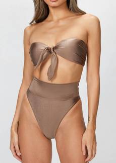 Adriana Degreas Solid High-Leg Strapless Bikini Set In Nut Brown