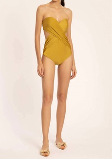 Adriana Degreas Solid Strapless Swimsuit With Cut-Outs In Citrus