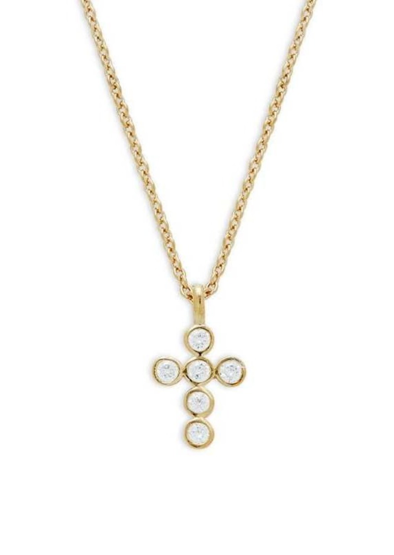 Adriana Orsini 18K Goldplated & Cubic Zirconia Cross Pendant Necklace