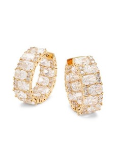 Adriana Orsini 18K Goldplated & Cubic Zirconia Oval Huggie Earrings
