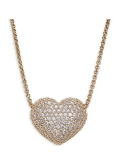 Adriana Orsini 18K Goldplated & Cubic Zirconia Puffy Heart Pendant Necklace