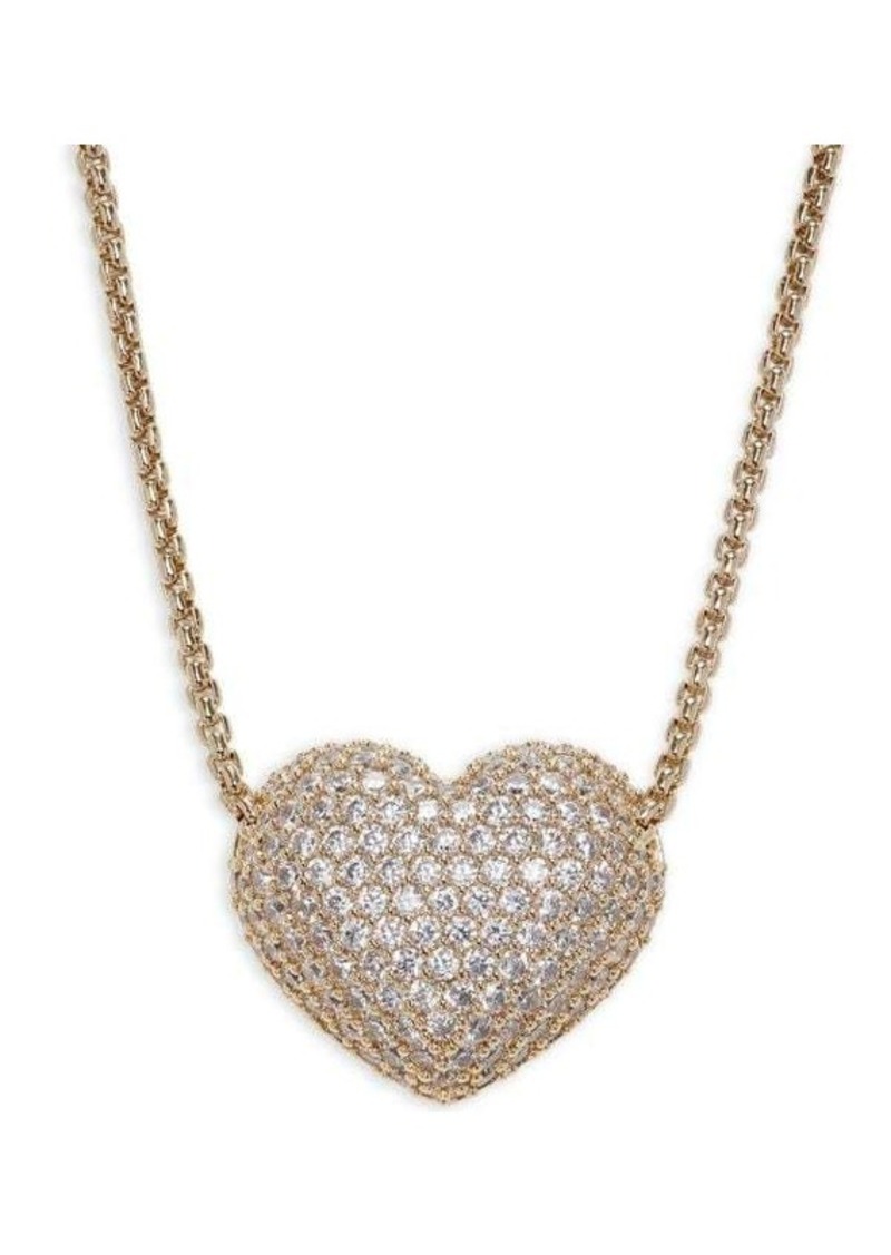 Adriana Orsini 18K Goldplated & Cubic Zirconia Puffy Heart Pendant Necklace