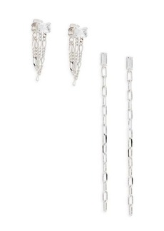 Adriana Orsini 2-Piece Rhodium-Plated & Cubic Zirconia Empire Swag Linear Earring Set