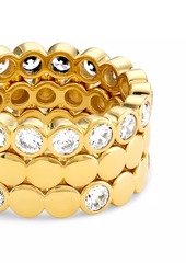 Adriana Orsini Basel 18K Gold-Plate & Cubic Zirconia Three-Piece Stacking Ring Set