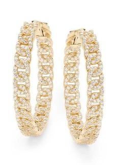 Adriana Orsini Billie 18K Goldplated Sterling Silver & Cubic Zirconia Chain Hoop Earrings