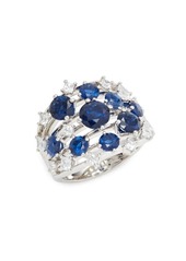Adriana Orsini Cava Rhodium-Plated, Synthetic Sapphire & Cubic Zirconia Ring