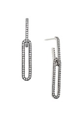 Adriana Orsini Edgy Black Ruthenium-Plated, Sterling Silver & Cubic Zirconia Double-Drop Earrings