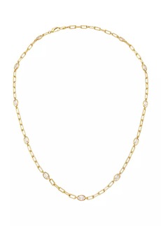 Adriana Orsini Elevate 18K-Gold-Plated & Oval Cubic Zirconia Paper Clip Station Necklace