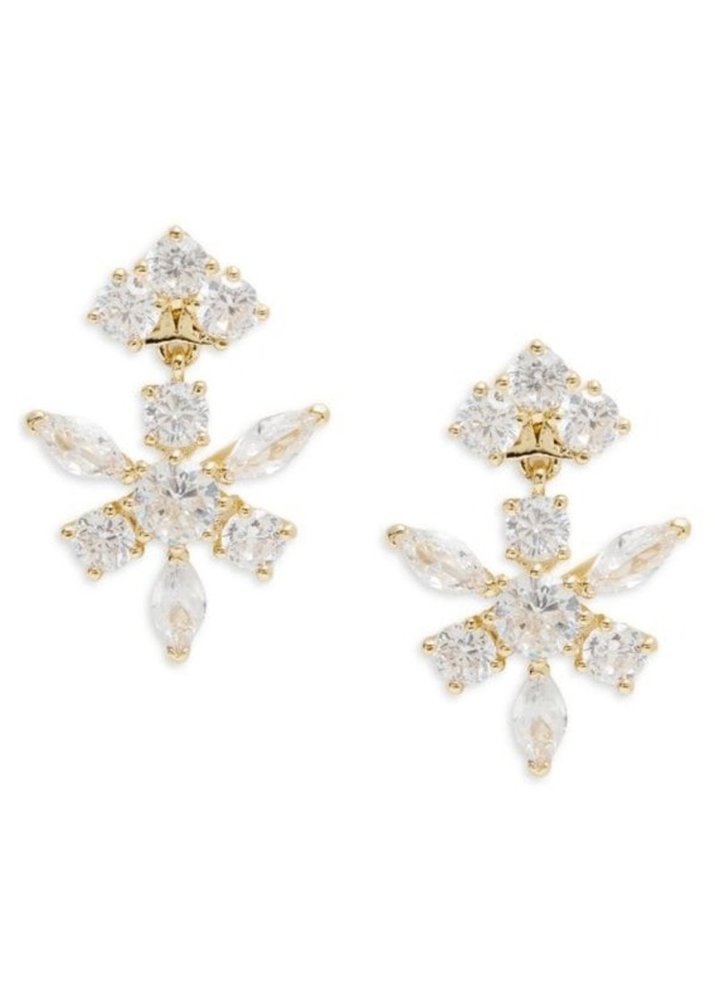 Adriana Orsini Full Bloom 18K Goldplated & Cubic Zirconia Drop Earrings