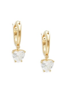 Adriana Orsini 18K Goldplated Brass & Crystal Heart Drop Huggie Earrings