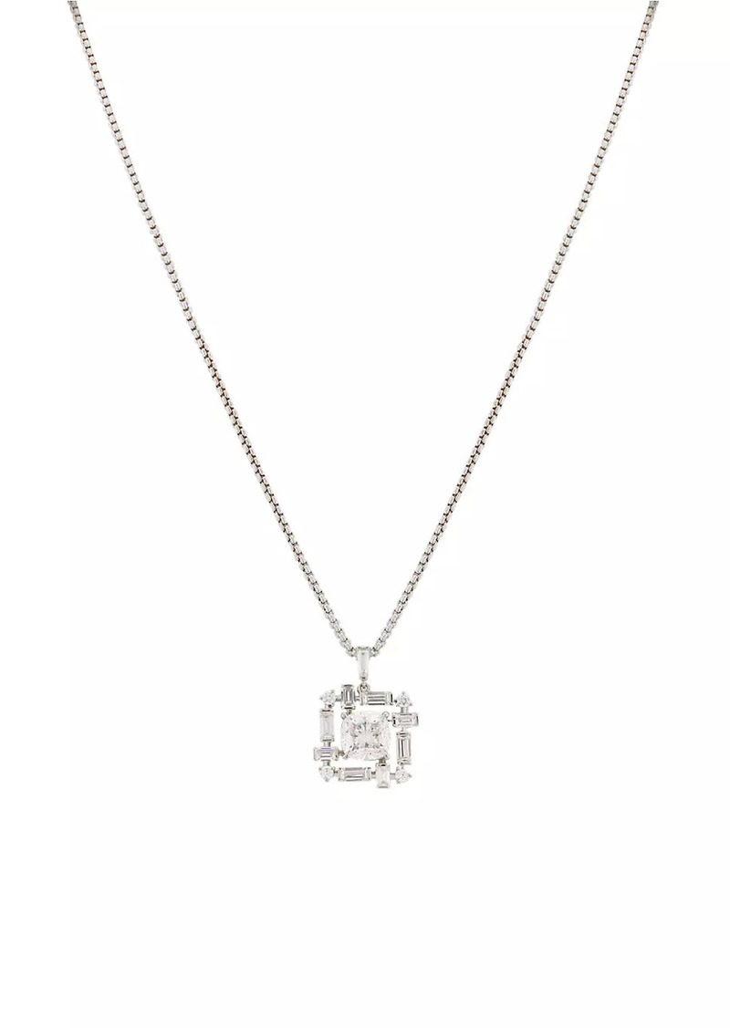 Adriana Orsini Gwen Rhodium-Plated & Cubic Zirconia Cluster Pendant Necklace