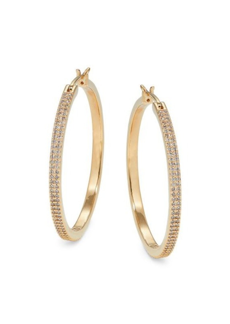 Adriana Orsini Key Item Geo 18K Goldplated & Cubic Zirconia Hoop Earrings