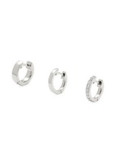 Adriana Orsini May Rhodium-Plated & Cubic Zirconia 3-Piece Huggie Earrings Set