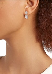 Adriana Orsini Modern Love Rhodium-Plated & Cubic Zirconia Halo Double-Drop Earrings