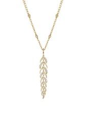 Adriana Orsini Naturally 18K Yellow Goldplated Sterling Silver & Cubic Zirconia Feather Pendant Necklace