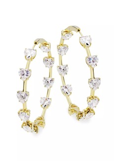 Adriana Orsini Real Love 18K-Gold-Plated & Cubic Zirconia Heart Hoop Earrings