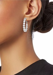 Adriana Orsini Real Love Rhodium-Plated & Cubic Zirconia Heart Hoop Earrings