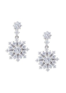 Adriana Orsini Rhodium Plated & Cubic Zirconia Snowflake Drop Earrings