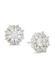 Adriana Orsini Rhodium Plated Sterling Silver & Cubic Zirconia Snowflake Stud Earrings