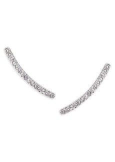 Adriana Orsini Rhodium Plated, Swarovski Crystal & Cubic Zirconia Curved Bar Drop Earrings