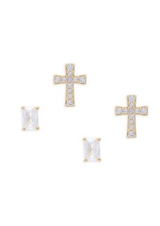 Adriana Orsini Set of 2 18K Goldplated & Cubic Zirconia Cross Studs Earrings Set
