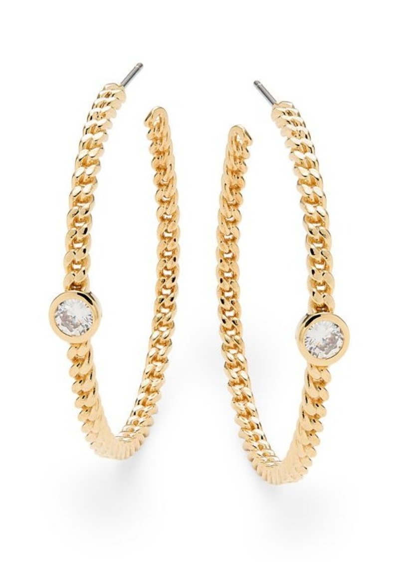 Adriana Orsini Shimmer 18K Goldplated & Cubic Zirconia Half Hoop Earrings